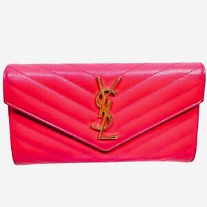 Saint Laurent YSL Hot Pink Portefeuille Envelope Wallet